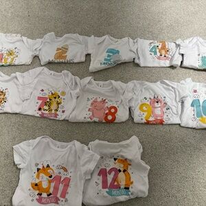 Baby Milestone Bodysuit Set 1–12 Months Monthly Photo Outfit